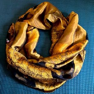 Golden brown and sheer 100% Silk scarf